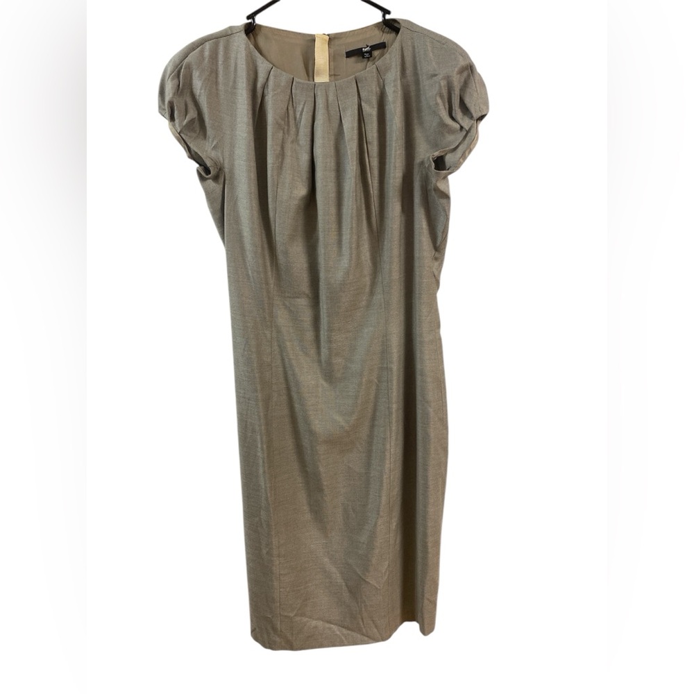 Hugo Boss Taupe Pleated Midi Dress